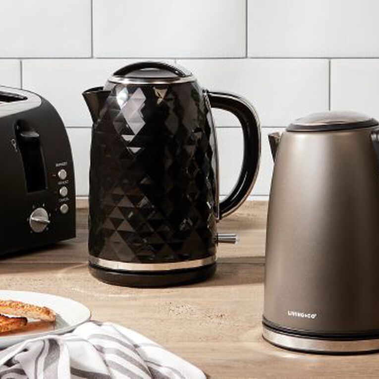 Living & Co Diamond Kettle 1.7L Black Black The Warehouse