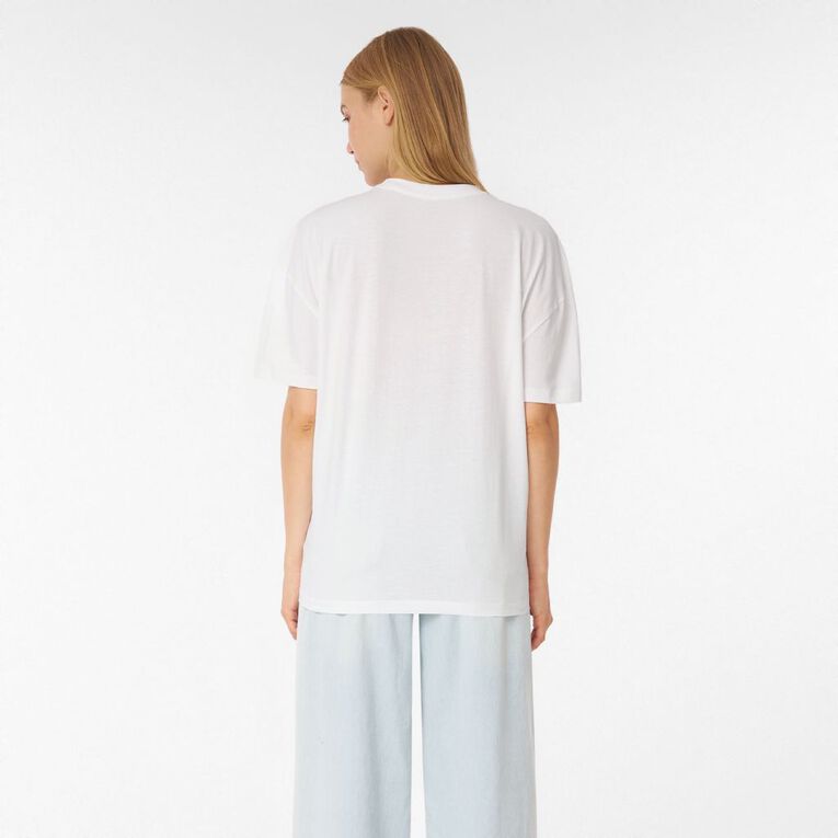 H&H Women's Short Sleeve Boyfriend Graphic Tee, White OLIVE, hi-res