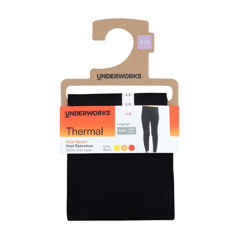 Underworks Kids' Heatbod Pants, Black, hi-res