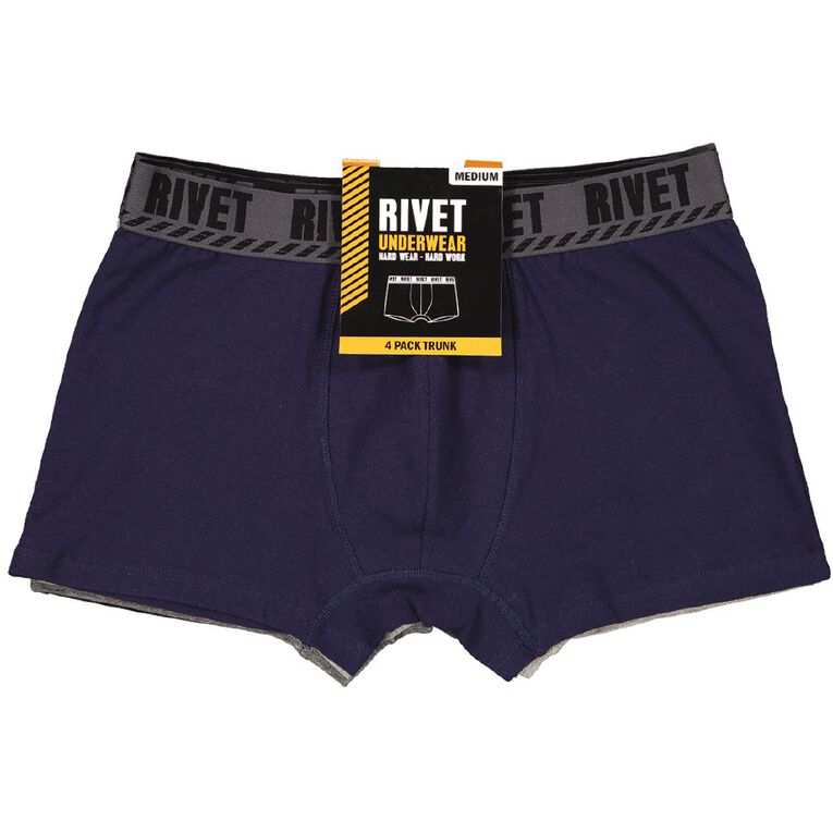 Rivet Men's Trunks 4 Pack, Grey, hi-res