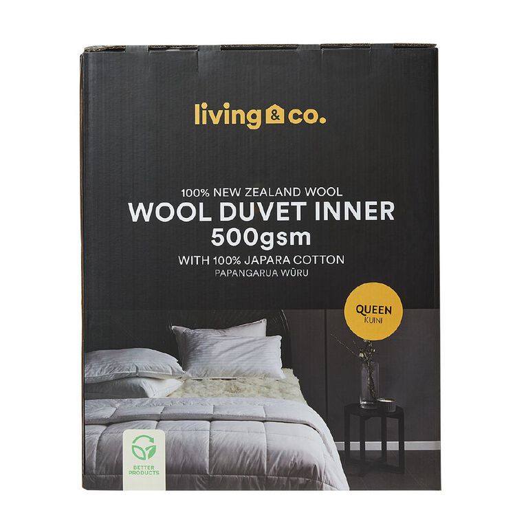 Living & Co 500 gsm NZ Wool Duvet Inner White White The Warehouse