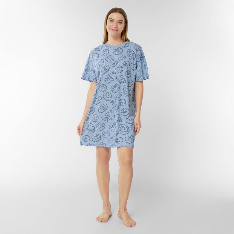 H&H Women's Boxy Tee Nightie, Blue Mid, hi-res