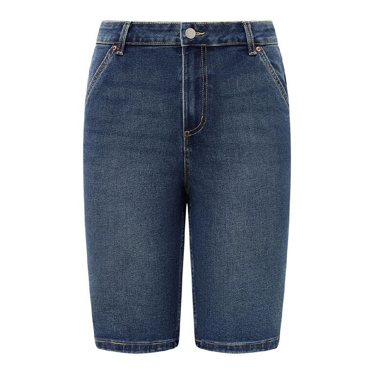 H&H Women's Knee Length Denim Shorts, Denim Mid, hi-res