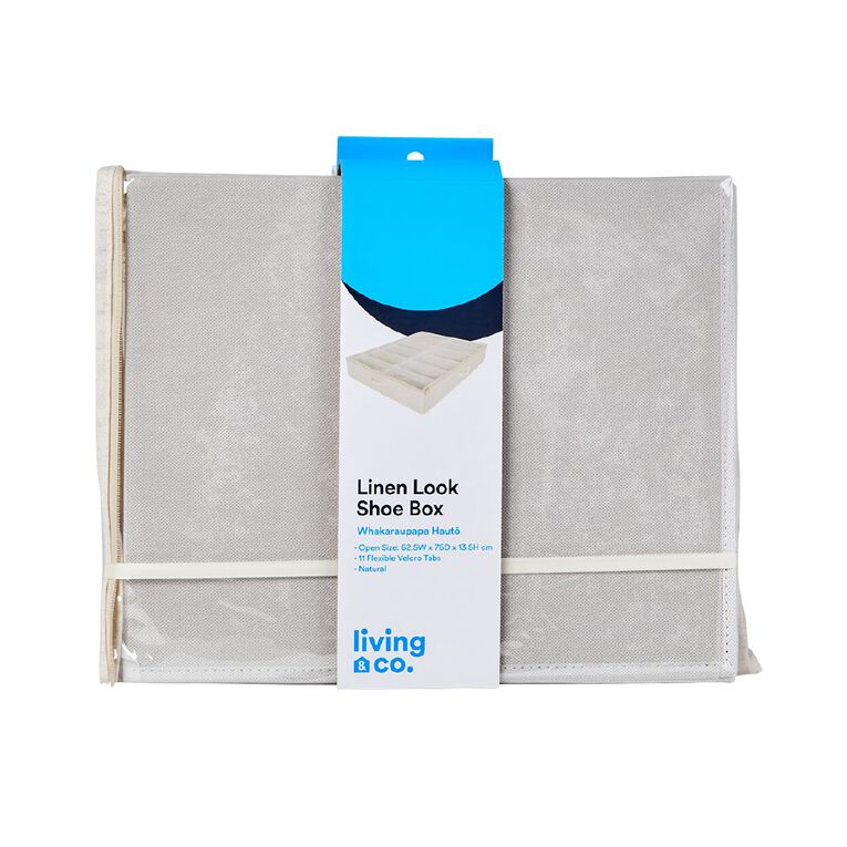 Living & Co Linen Look Open Shoe Box Cream, , hi-res
