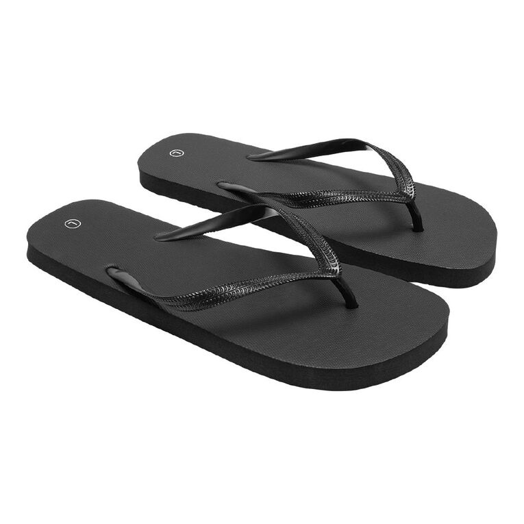 H&H Women's Plain Jandals, Black, hi-res