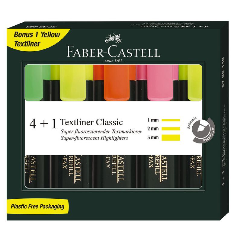 FaberCastell Highlighters MultiColoured 4 Pack MultiColoured The