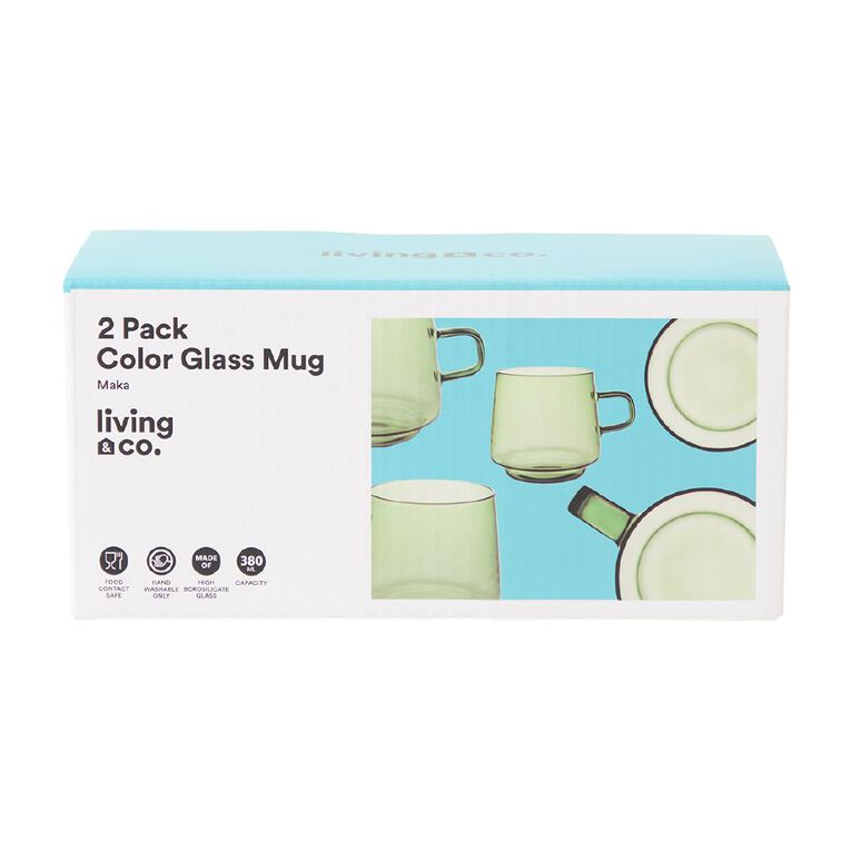 Living & Co Glass Mug Green 2 Pack, , hi-res