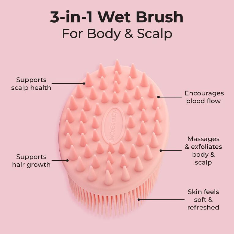 MCoBeauty 3-In-1 Wet Body Brush & Scalp Massager, , hi-res