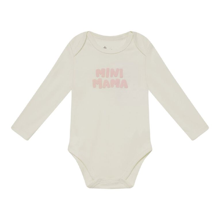 Young Original Babies' Long Sleeve Printed Bodysuit, Cream, hi-res