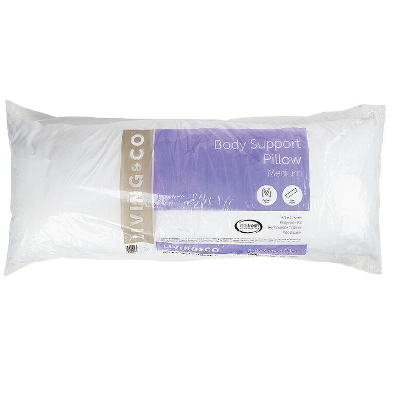 Living & Co Body Pillow White 50cm, White, hi-res