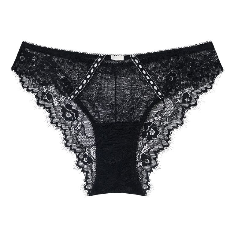 H&H Women's Ribbons Skimpy Briefs, Black, hi-res