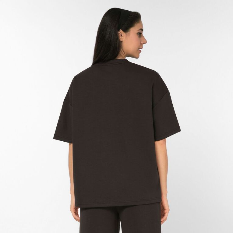 H&H Women's Short Sleeve Scuba Crew Tee, Brown Dark, hi-res