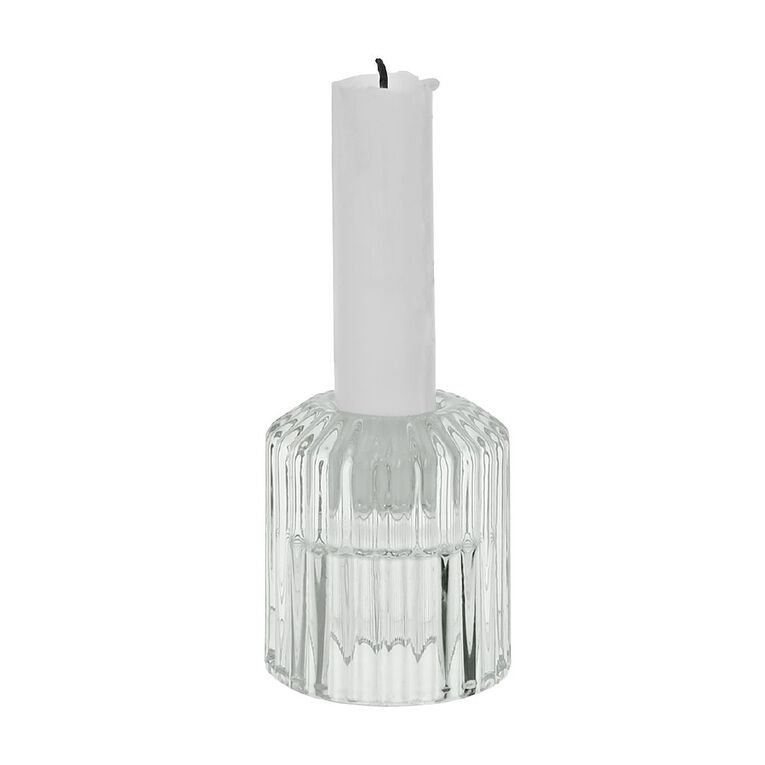 Living & Co Textured Tealight & Table Candle Holder Clear, , hi-res