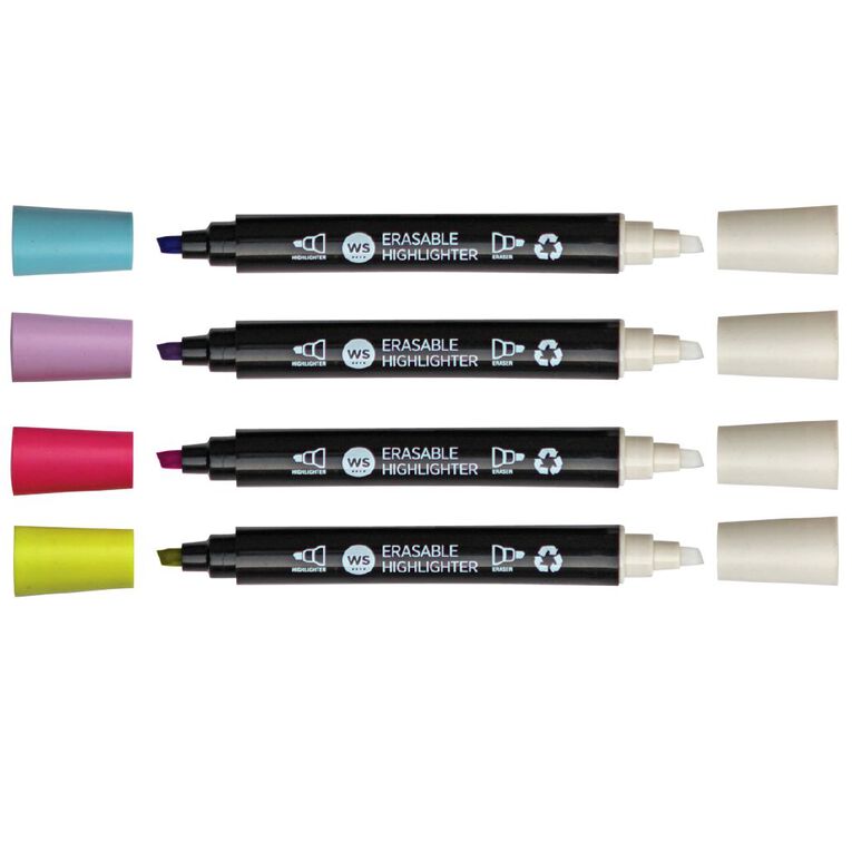 WS Erasable Highlighter Assorted 4 Pack, , hi-res