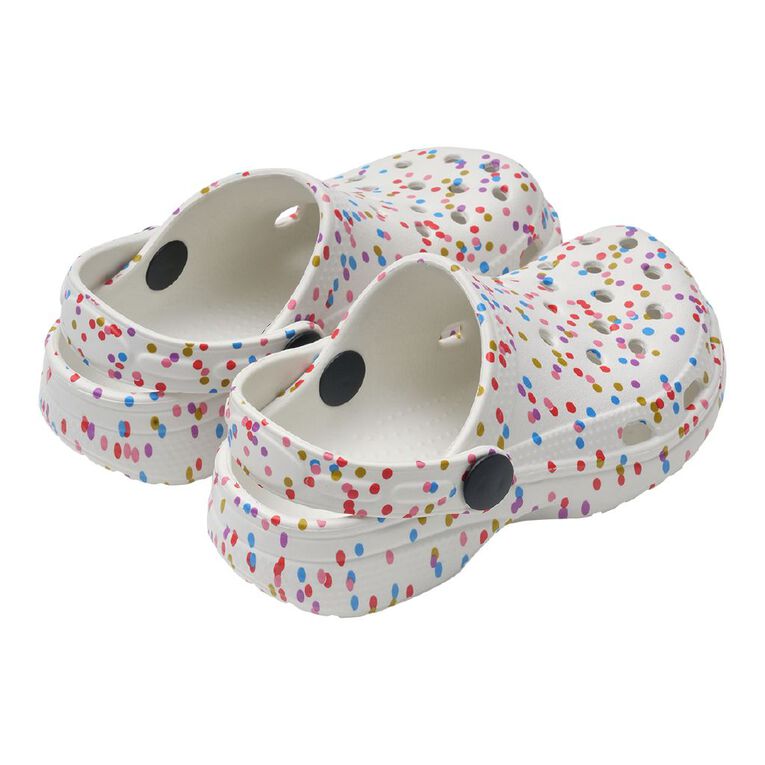 Young Original Junior Kids' Printed Frog Clog Shoes, Cream, hi-res
