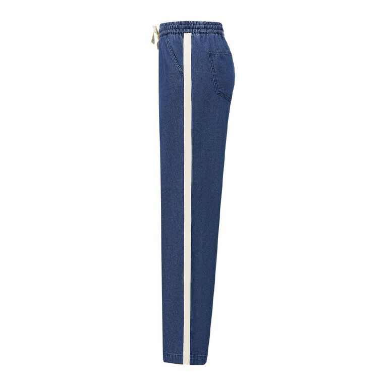 H&H Women's Wide Leg Pull On Side Stripe Jean, Denim Mid, hi-res