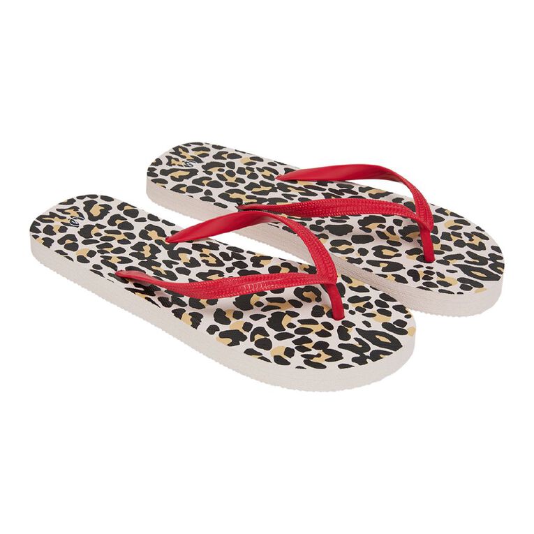 H&H Women's Printed Jandals, Brown Light, hi-res