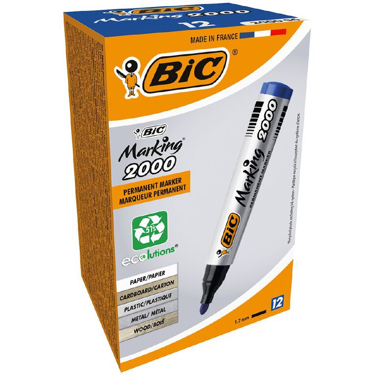 Bic Vivid Permanent Marker Blue 12 Pack, , hi-res