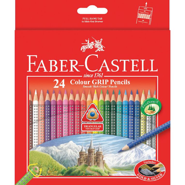 Faber-Castell Grip Coloured Pencils 24 Pack Multi-Coloured 24 Pack, , hi-res