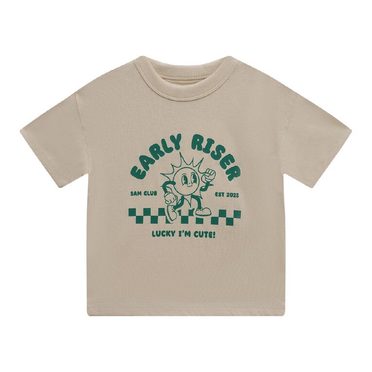 Young Original Toddler Short Sleeve Boxy Print Tee, Brown Light, hi-res