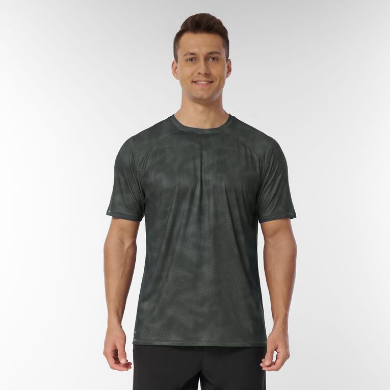 Active Intent Men's Grid Print Active Tee, Grey Dark, hi-res