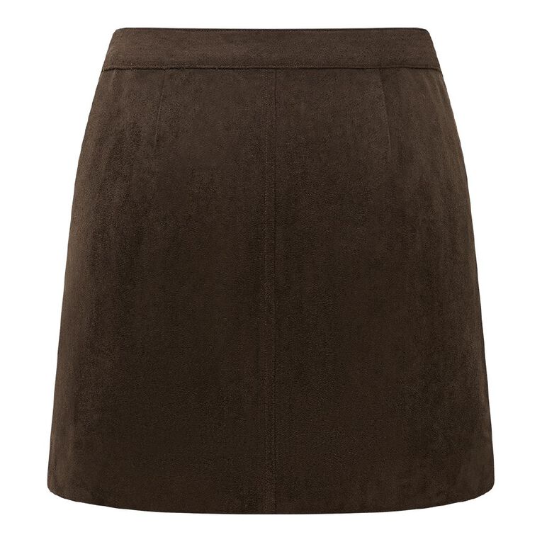 H&H Women's Faux Suede Mini Skirt, Brown Dark, hi-res