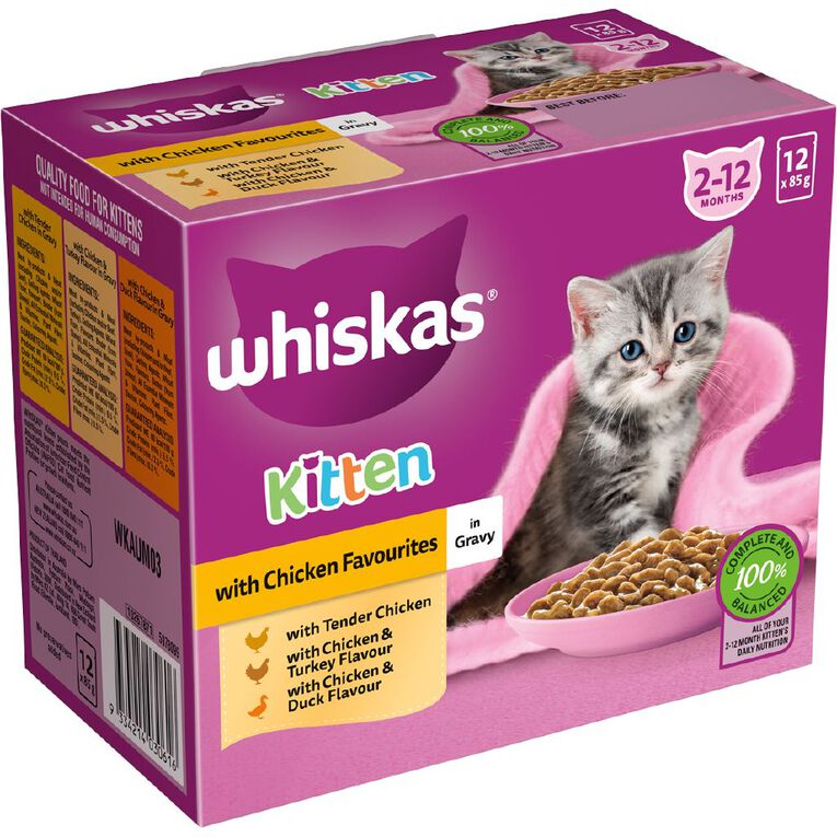 Whiskas Kitten with Chicken Pouch 12 Pack 85g, , hi-res