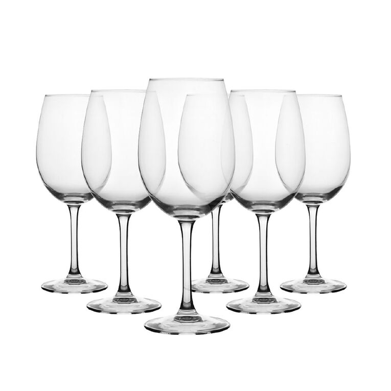 Living & Co Traditional Red Wine Glass 6 Pack 450ml Clear 6 Pack Clear, , hi-res