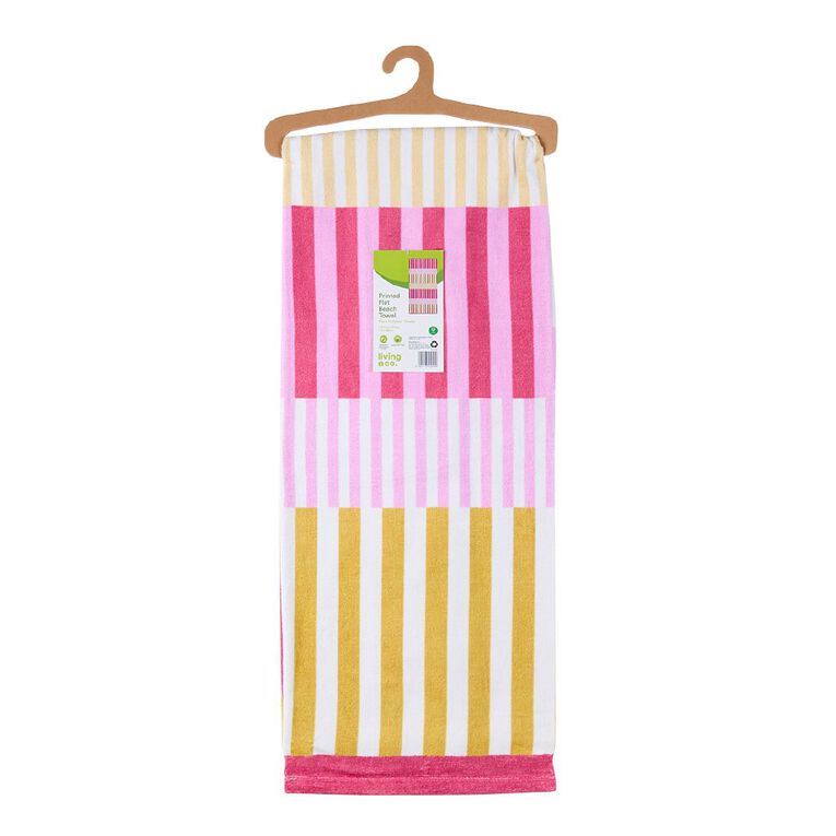 Living & Co Beach Towel Printed Chop Stripes Multi-Coloured 75cm x 150cm, , hi-res