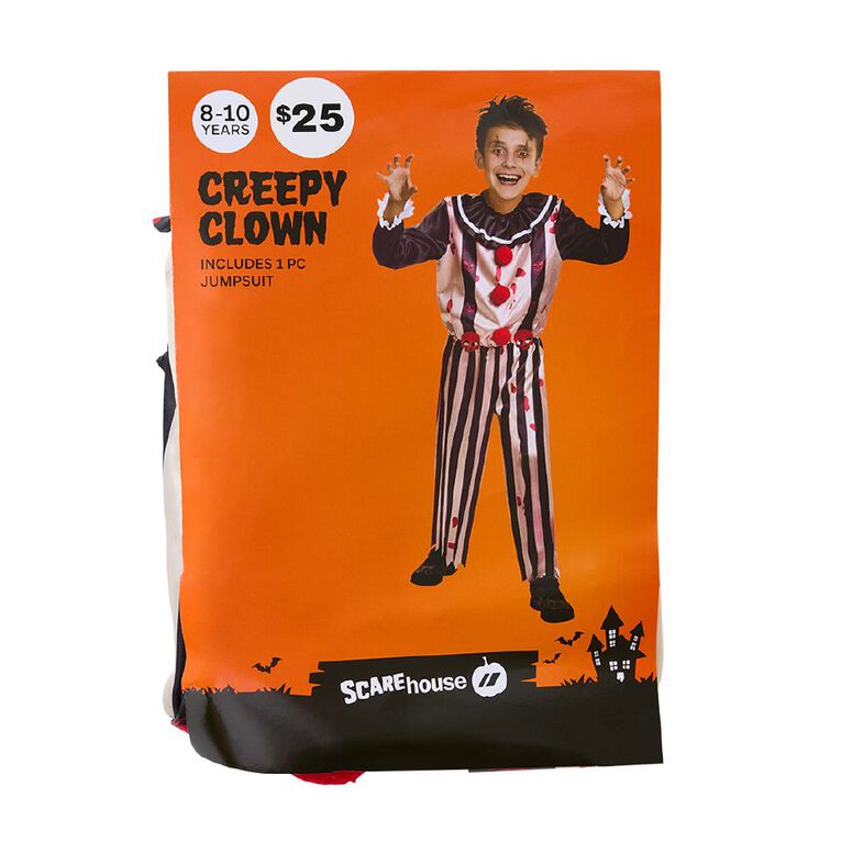 Scarehouse Creepy Clown Kids' Costume Black/White 8-10 Years, , hi-res