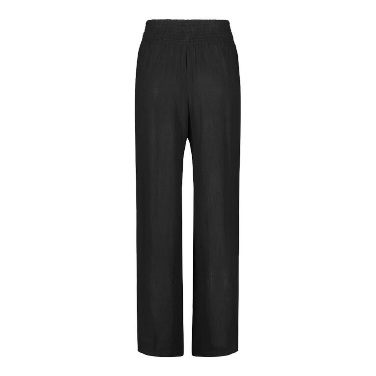 H&H Women's Shirred Waist Wide Leg Pants Black The Warehouse