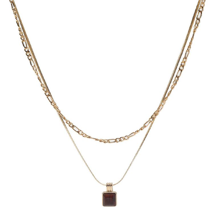 H&H Pendant Necklace 2 Layers Gold, , hi-res