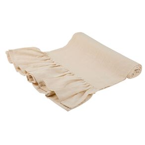 Living & Co Washed Cotton Ruffle Edged Table Runner Cream