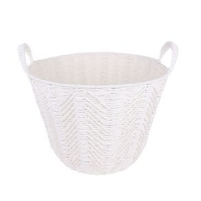 Living & Co Herringbone Basket Round 40cm x 29cm White