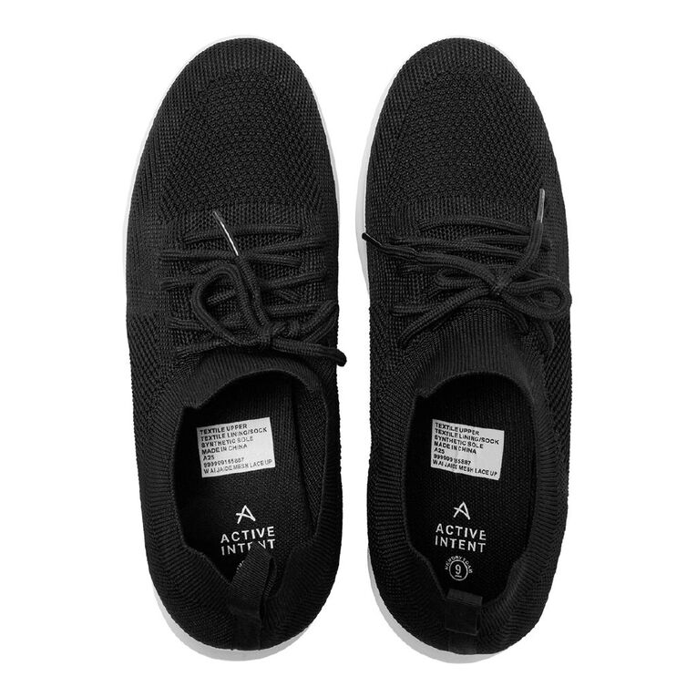 Active Intent Women's Jaide Mesh Lace Up Trainers, Black, hi-res