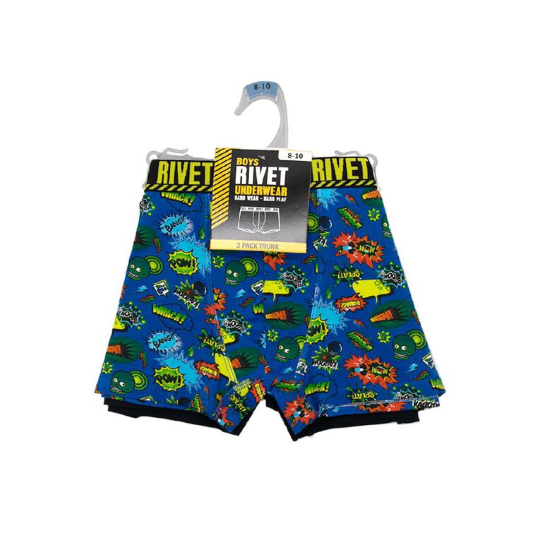 Rivet Boys' Trunks 2 Pack, Blue Mid, hi-res