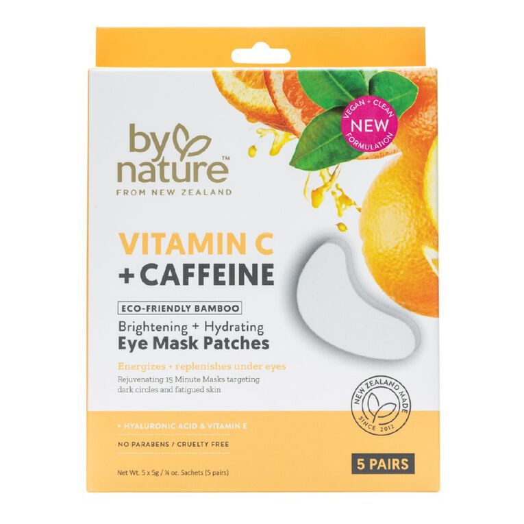 By Nature Vitamin C & Caffeine Eye Mask Patches 5 Pairs, , hi-res