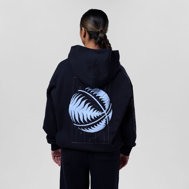 Basketball NZ Boxy Hoodie, Black, hi-res