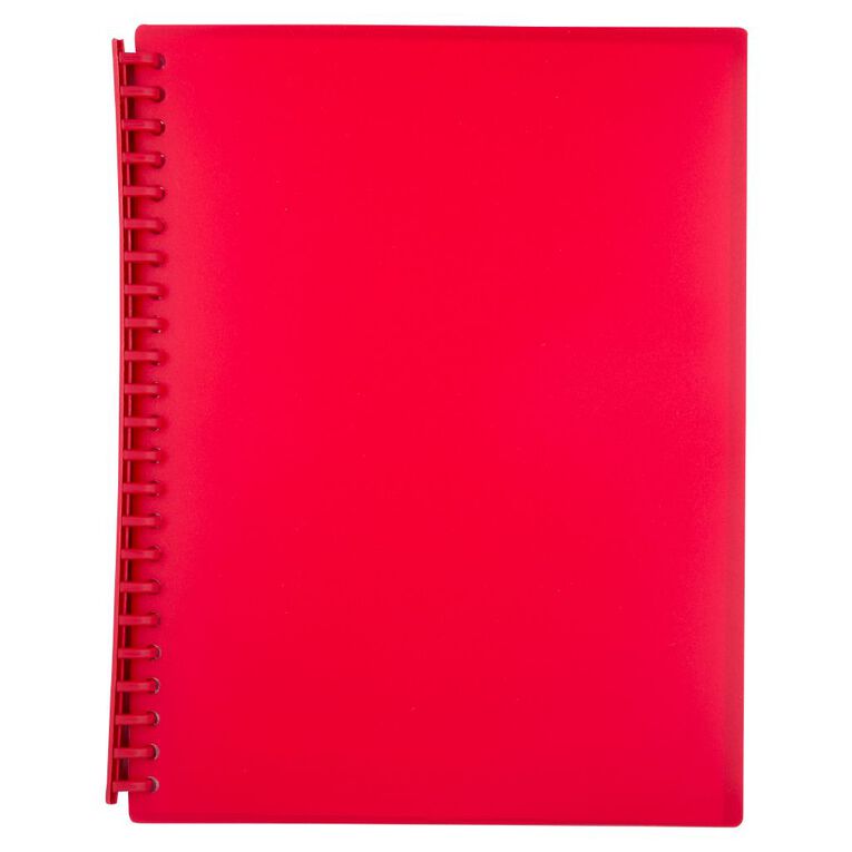 WS Clear Book Refillable 20 Leaf Red Mid A4 Red Mid The Warehouse