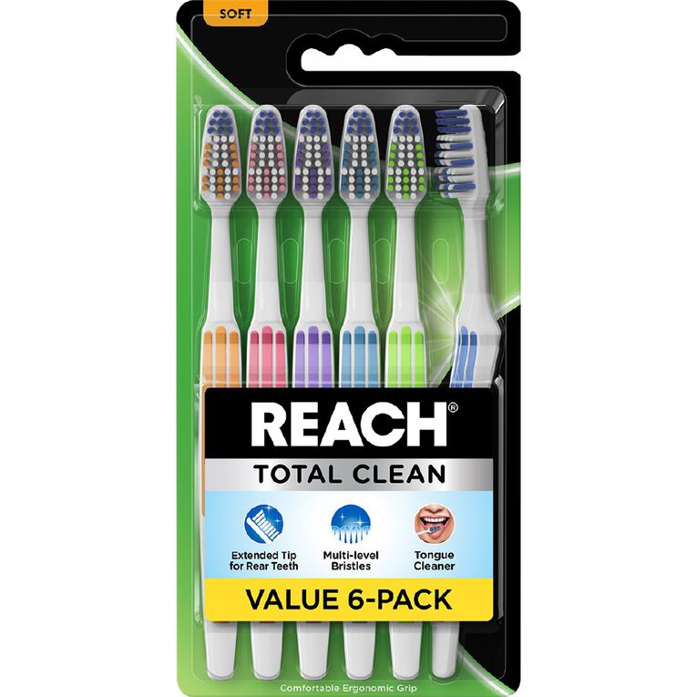 Reach Total Clean Toothbrush Assorted 6 Pack, , hi-res