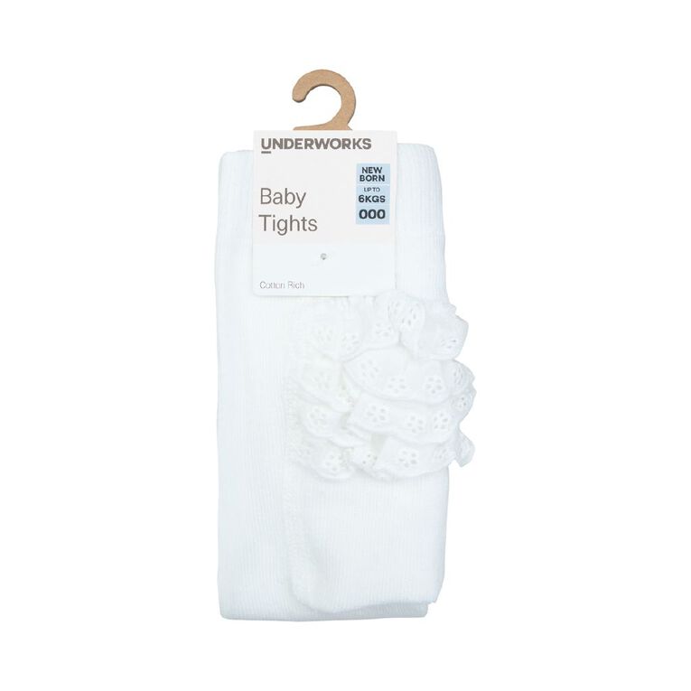 Underworks Infants' Ruffle Bum Tights 1 Pack, Cream, hi-res