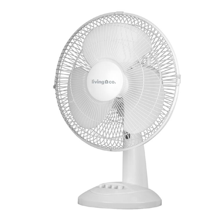 Living & Co Desk Fan - 30cm White, , hi-res