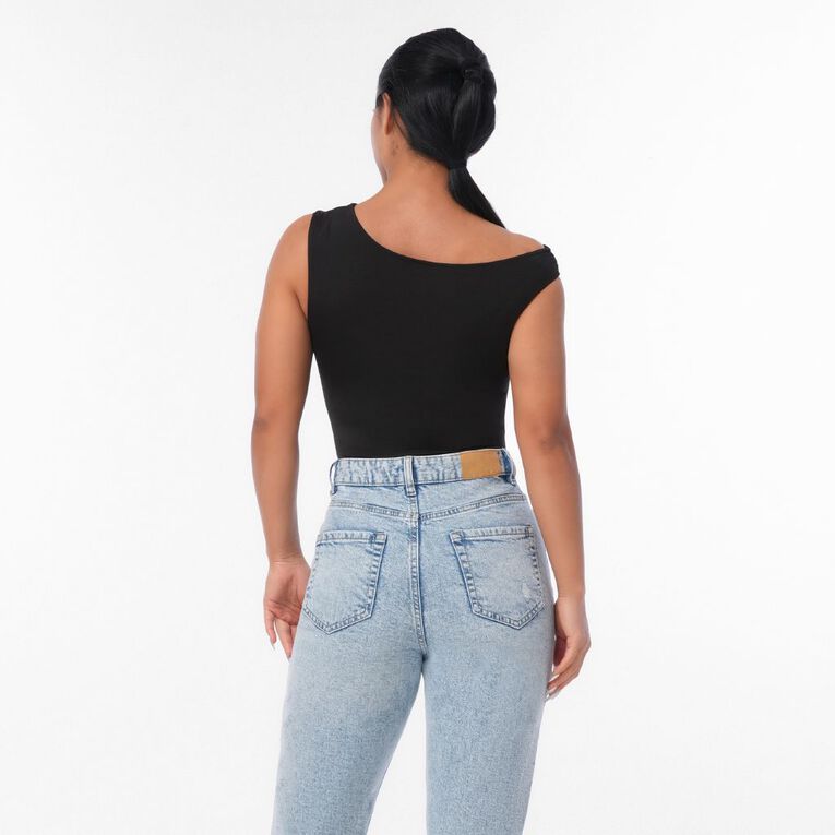 H&H Women's Contour Stretch Off Shoulder Bodysuit, Black, hi-res