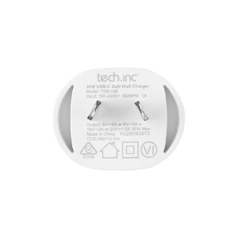 Tech.Inc 30W USB-C GaN Wall Charger, , hi-res