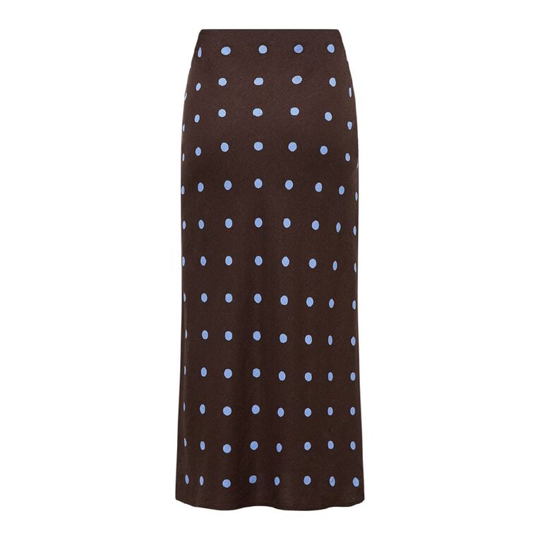 H&H Women's Long Linen Blend Skirt, Brown, hi-res
