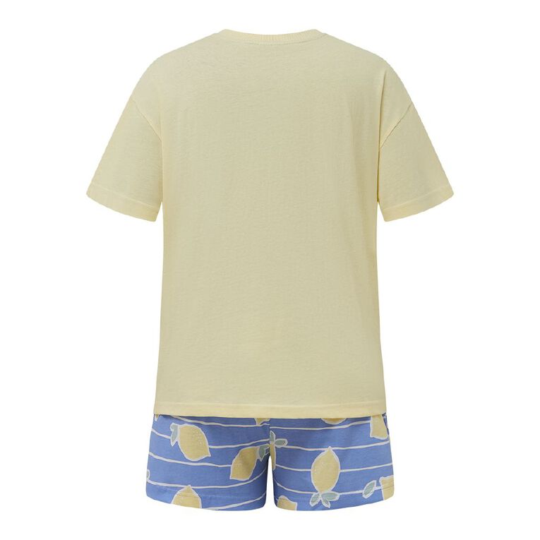 H&H Women's Boxy Tee & Shorts Pyjama Set, Yellow Light, hi-res