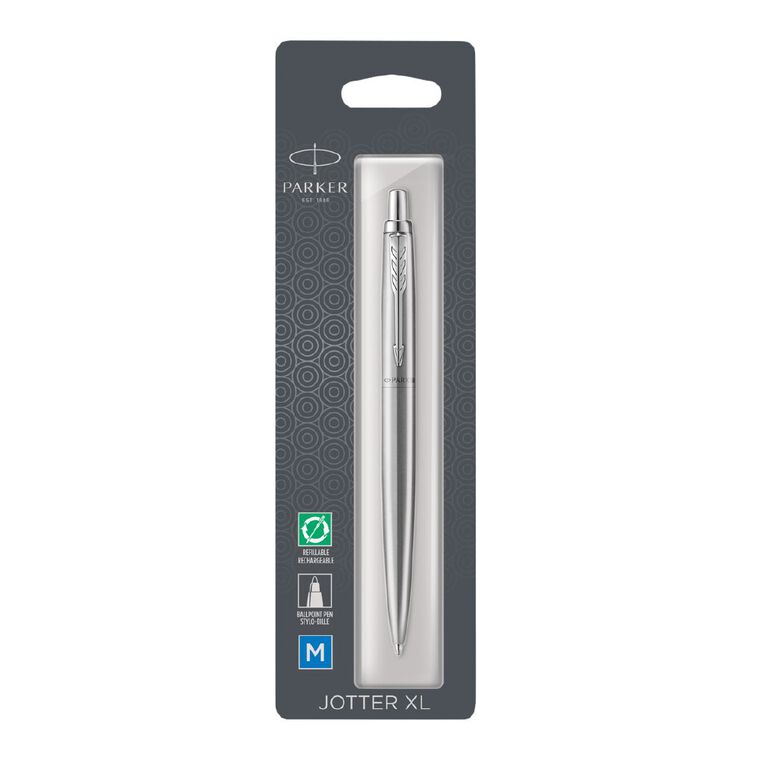 Parker Jotter XL Monochrome Silver Ballpoint Pen Blue, , hi-res