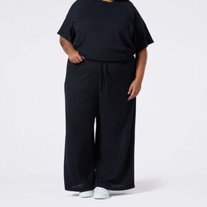 H&H Plus Women's Wide Leg Textured Knit Pants