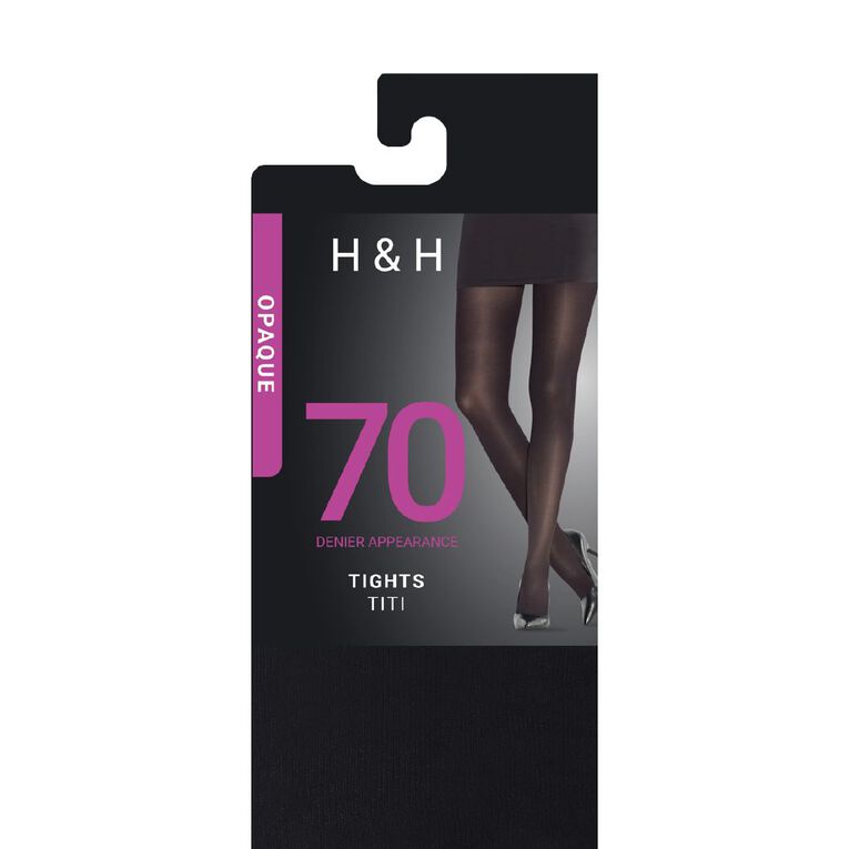 H&H Women's 70 Denier Opaque Tights 1 Pair, Black, hi-res