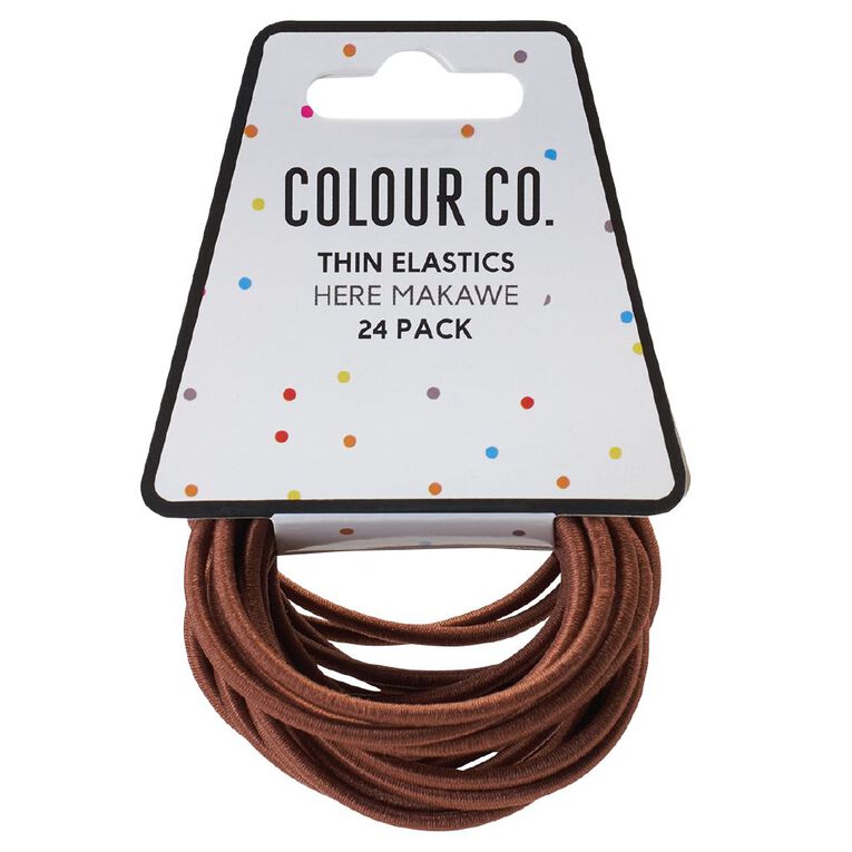Colour Co. Thin Elastics Brown 24 Pack, , hi-res